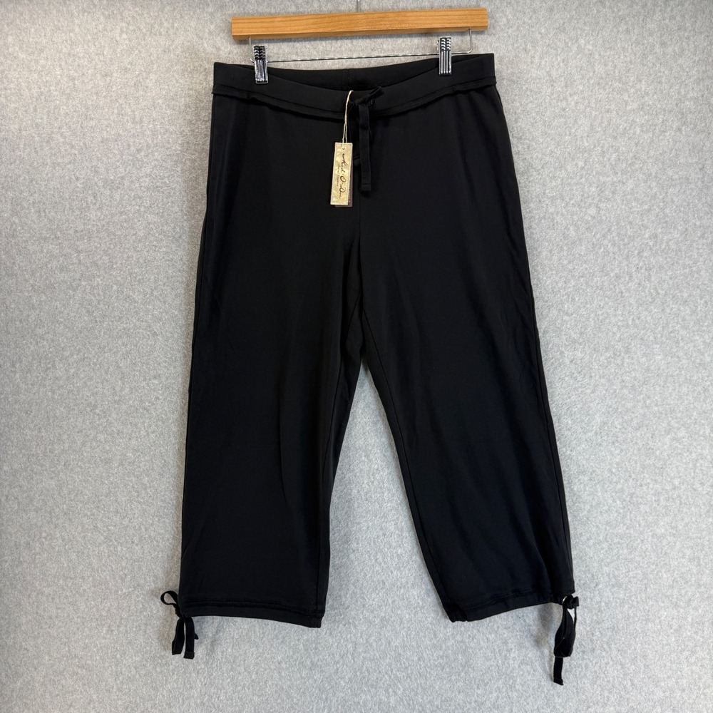 Mod O Doc Black Capri Pants Drawstring Pull On Casual Cropped Size 2 /ā M NWT